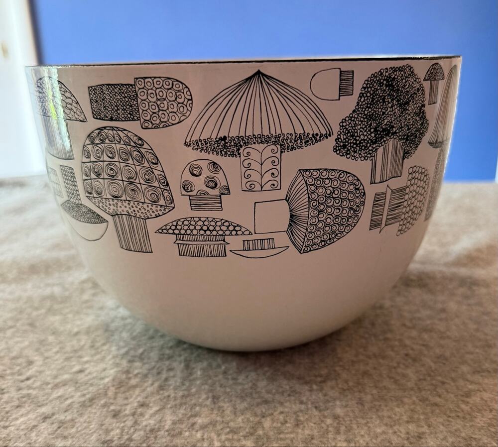 Vintage Finel Finland Enamel Mushroom Bowl Esteri Tomula Mid Century Modern MCM